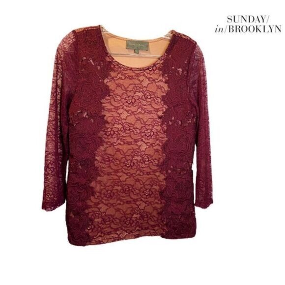 Sunday in‎ Brooklyn Ardith Women’s 3/4 Sleeve Tops Lace Casual Blouses T … - Picture 4 of 6